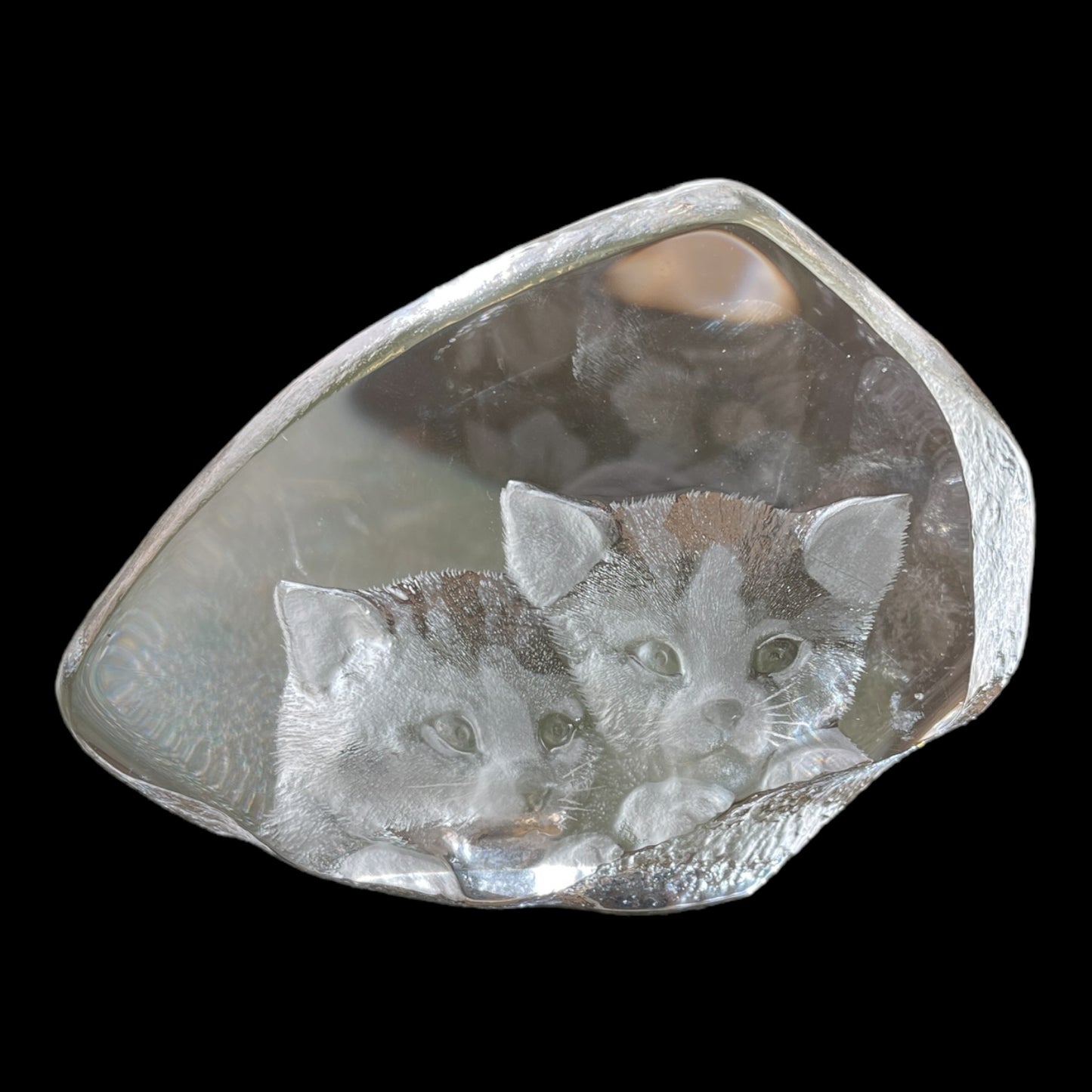 Mats Jonasson Lead Crystal Kitten Paper Weight #3900