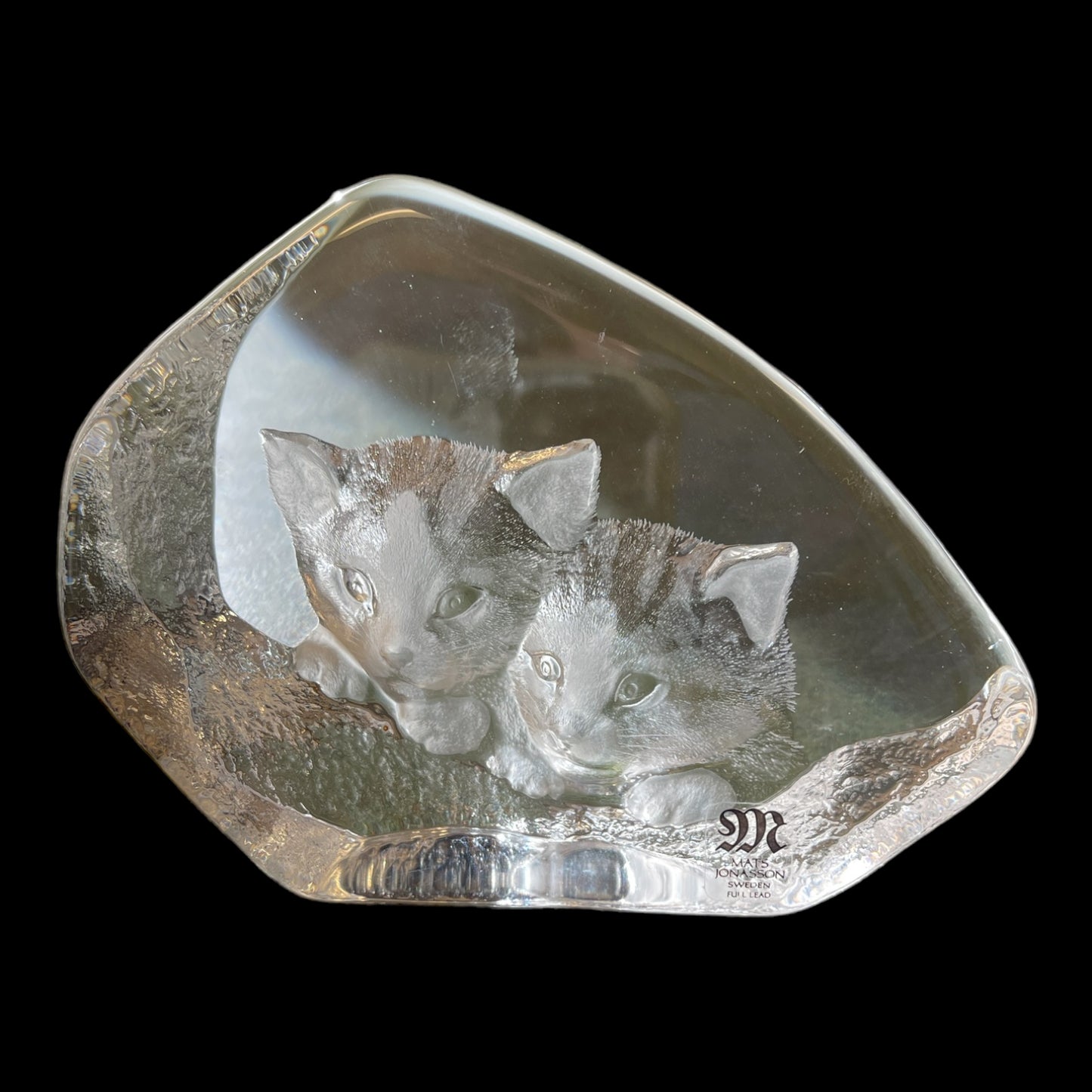 Mats Jonasson Lead Crystal Kitten Paper Weight #3900