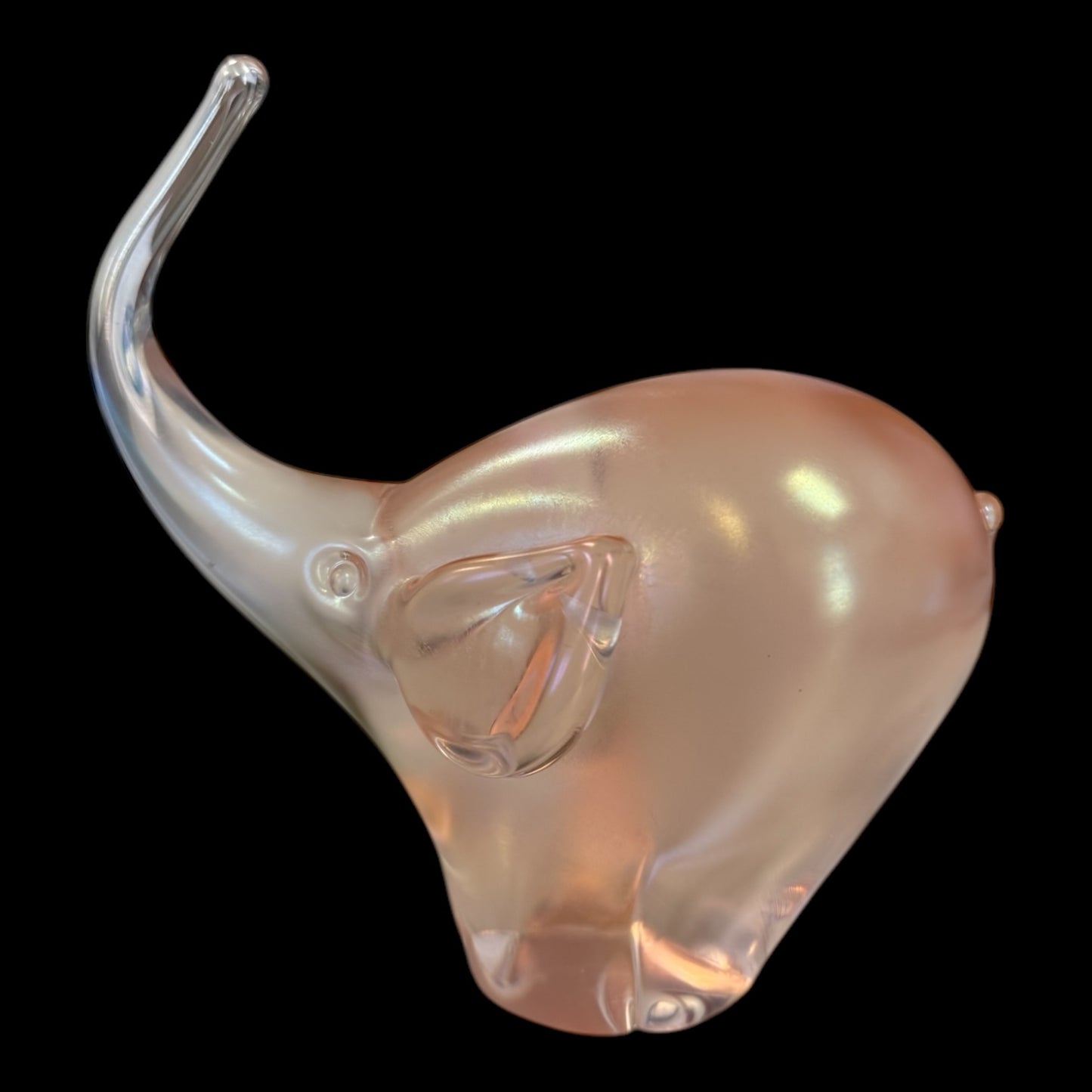 Orent and Flame Art Glass Elephant