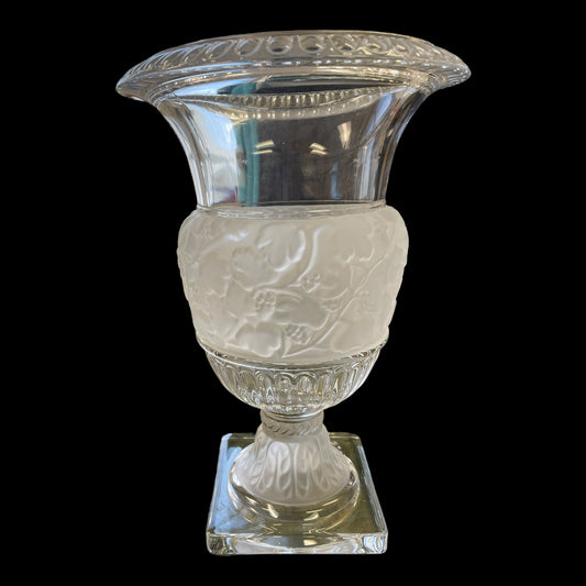 Crystal Urn Shaped Vase with Grapes and Leaves