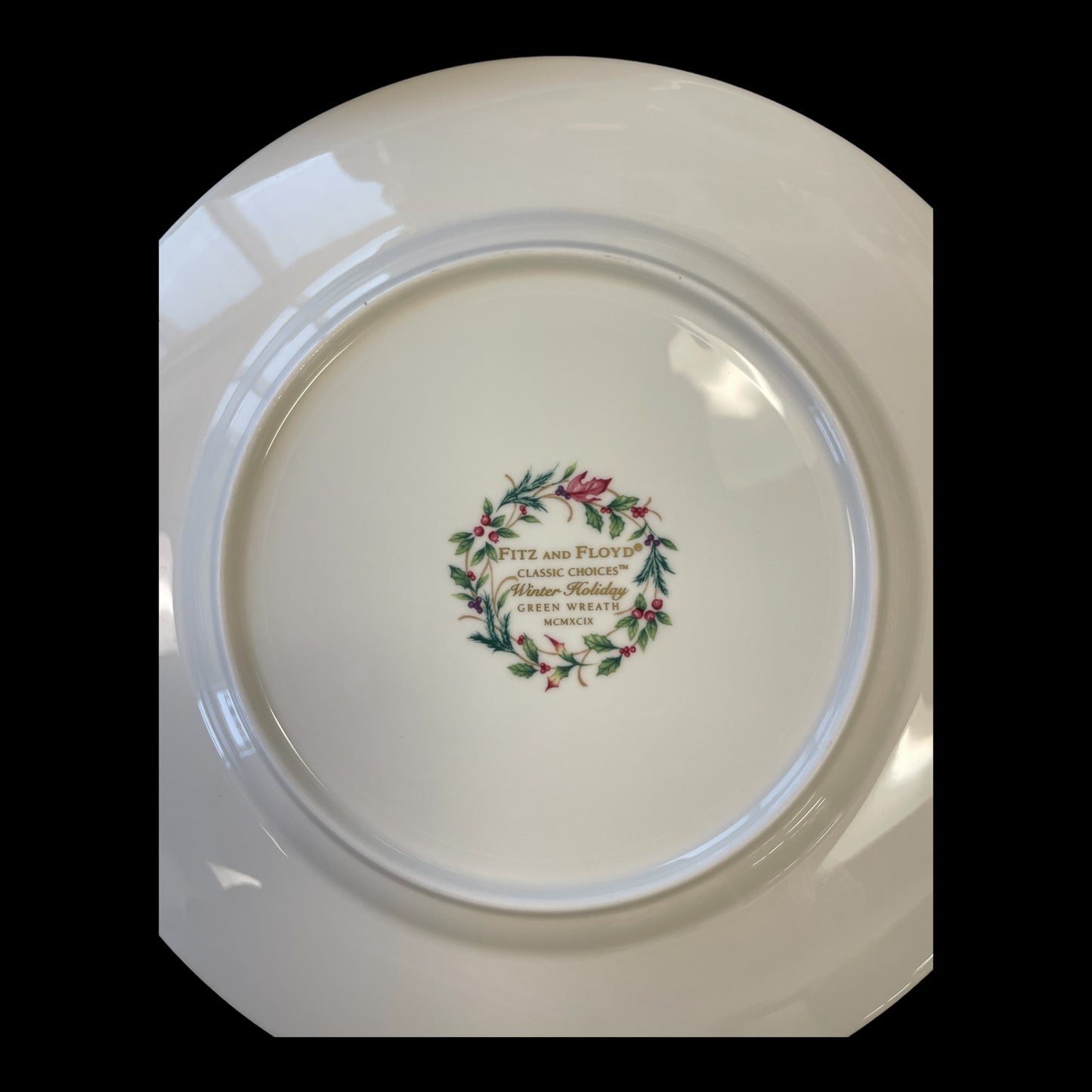 Fitz and Floyd Winter Holiday Wreath Salad Plate Set of 4