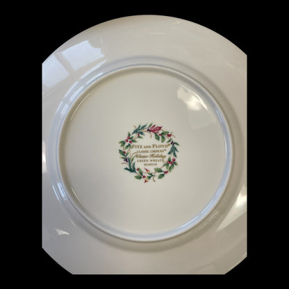 Fitz and Floyd Winter Holiday Wreath Salad Plate Set of 4