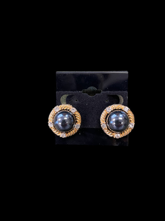 Ciner Gold Tone and Pearl Earrings