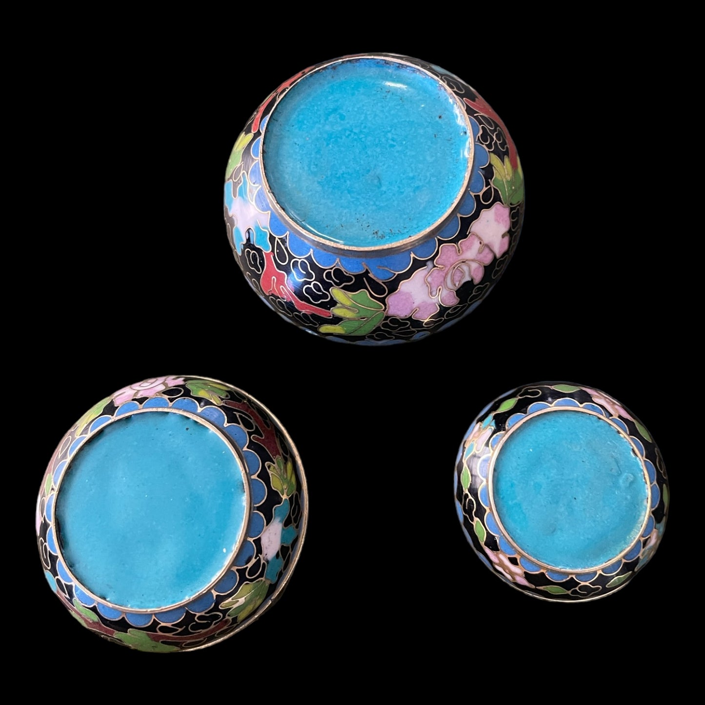 Cloisonne Nesting Boxes Round Set of Three