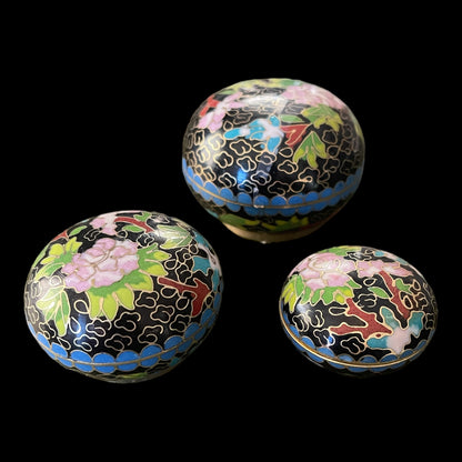 Cloisonne Nesting Boxes Round Set of Three