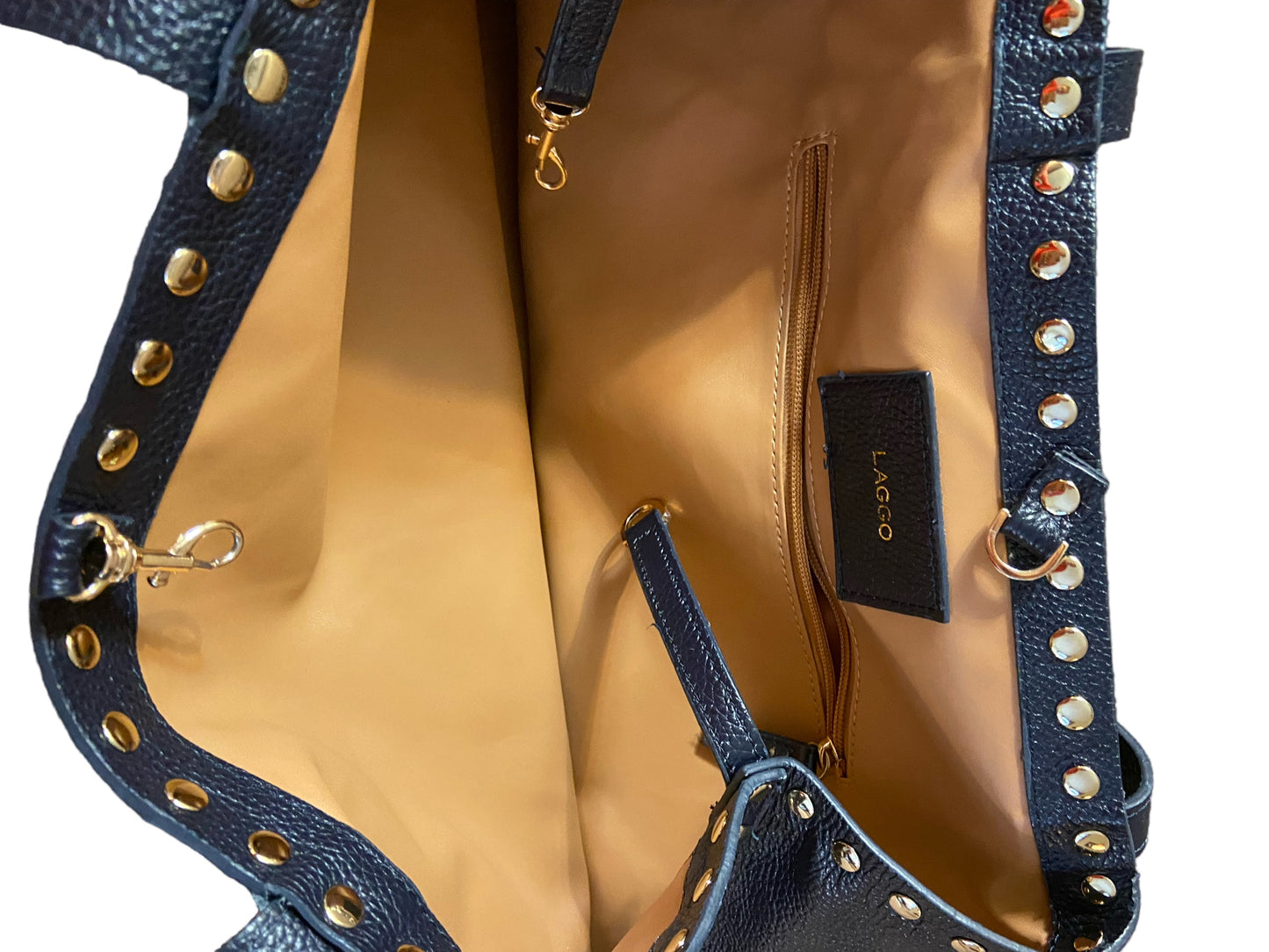 Laggo Navy Leather Hobo Bag