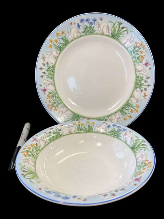 Tiffany Meadows Childs Bowl and 8" Plate Set of 2