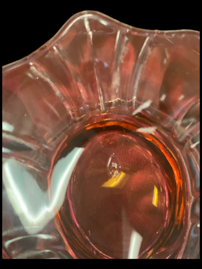 Cranberry Glass Cornucopia Bowl