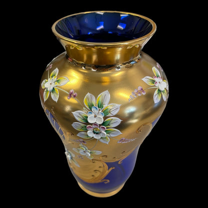 Bohemian Cobalt and Gild Glass Vase