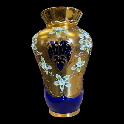 Bohemian Cobalt and Gild Glass Vase