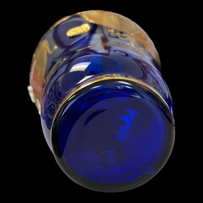 Bohemian Cobalt and Gild Glass Vase