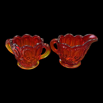 L E Smith Amberina Cream and Sugar Bowl