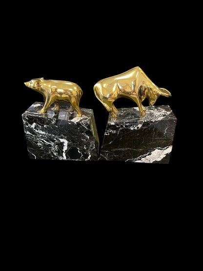 Brass Wall Street Bookends