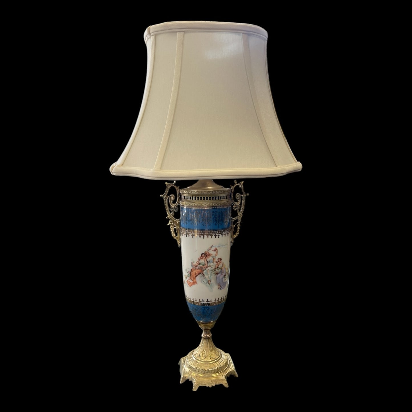 Sevre Style Hand Painted Porcelain Table Lamp