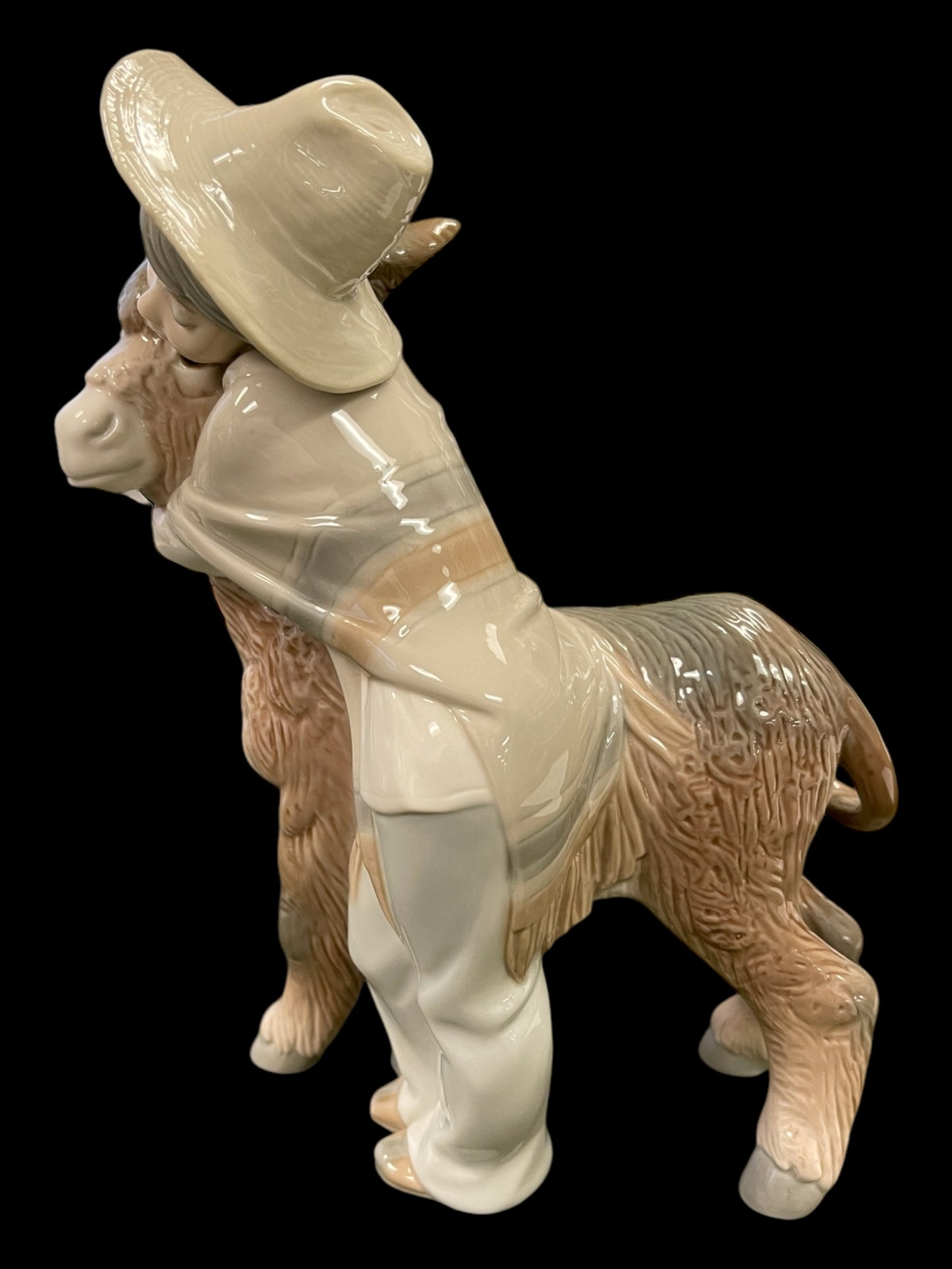 Lladro Boy Hugging Donkey Figurine