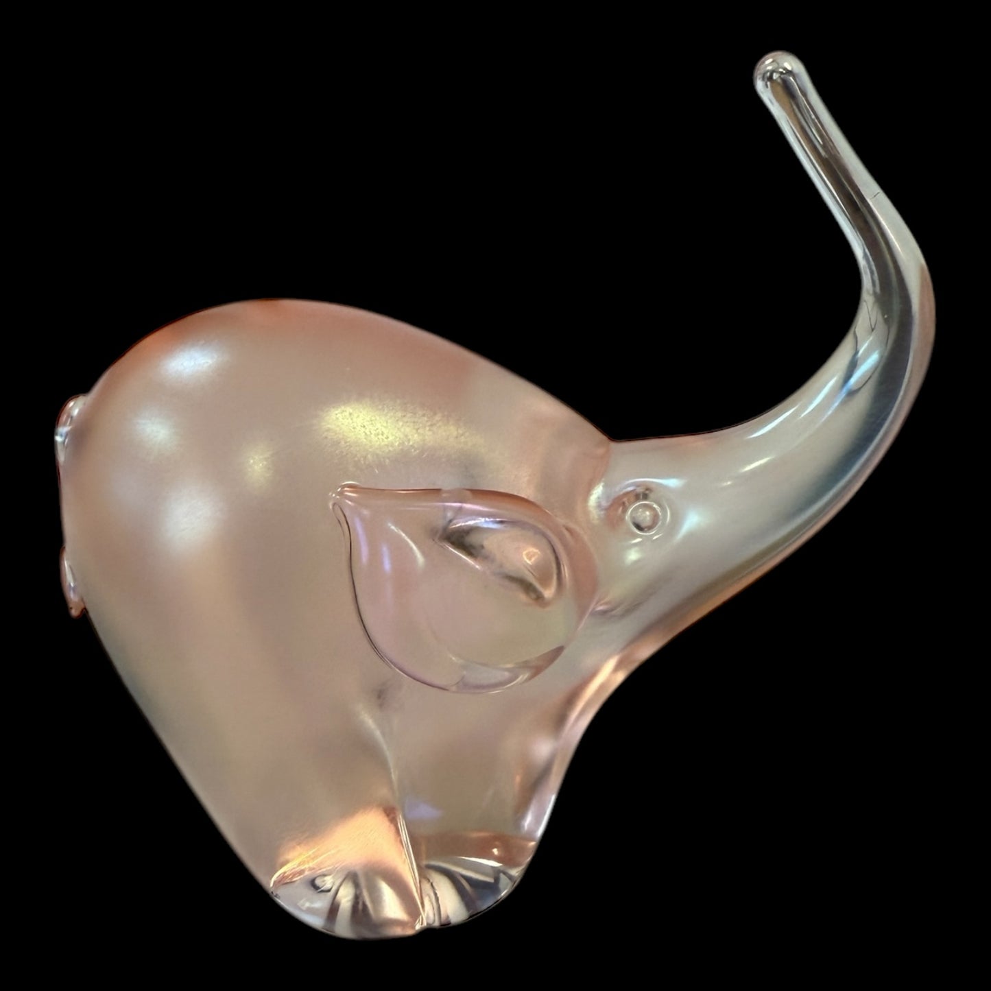 Orent and Flame Art Glass Elephant