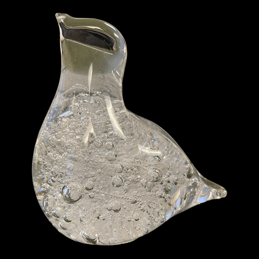 Hand Blown Art Glass Bubble Bird Paper Weight